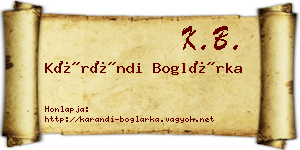 Kárándi Boglárka névjegykártya